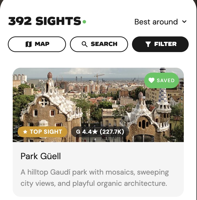Venturer custom itinerary builder feature screenshot